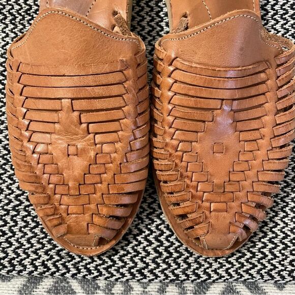 Espiritu Sol Slip On Hurache Natural Tan Leather Sandals Sz-10 - Picture 8 of 10